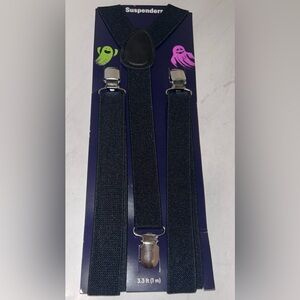 BLACK Suspenders Men Women Elastic Adjustable Costume Cosplay Accessory (3.3 ft)